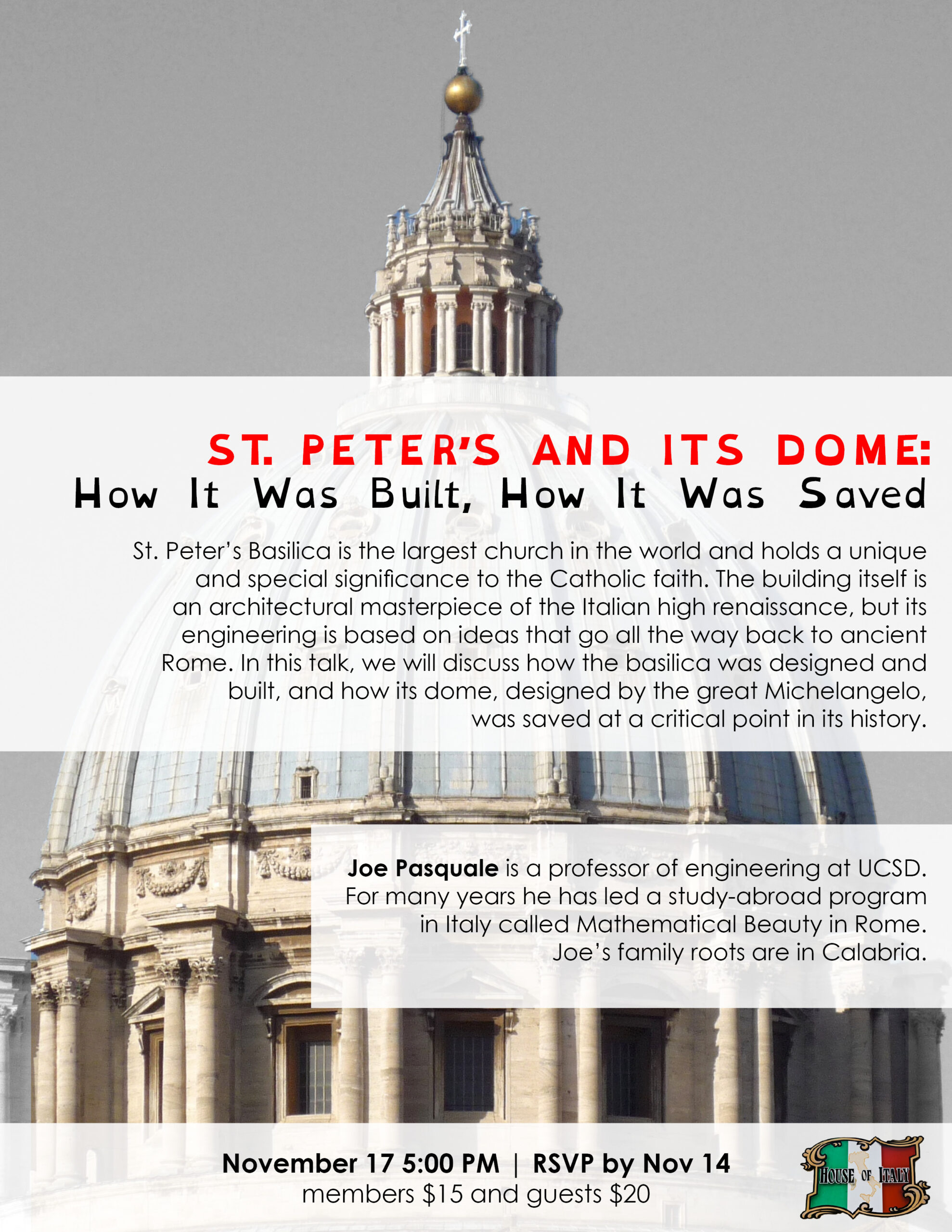 Flyer for a presentation about St. Peter's dome